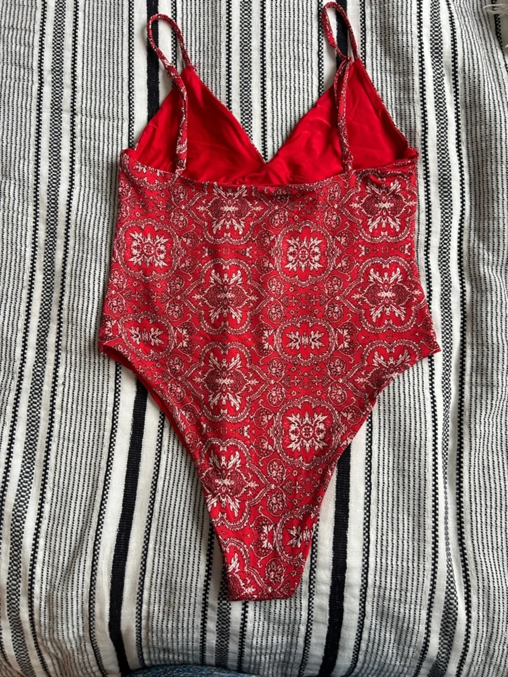 Frankie's Bikinis Red Paisley One-Piece Swimsuit